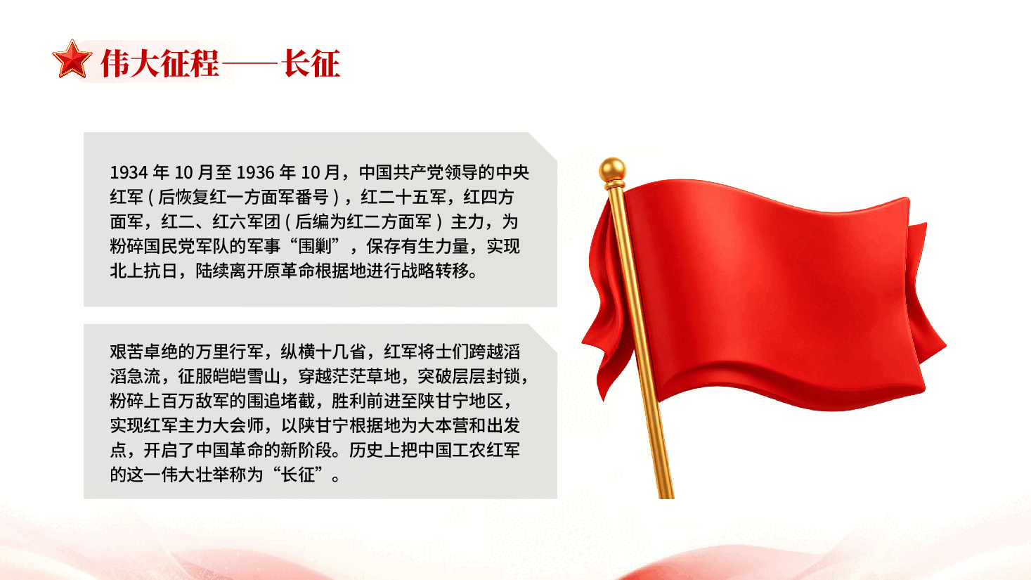 红色铭记伟大长征精神红军长征胜利90周年纪念日专题党课PPT.pptx,第4页预览