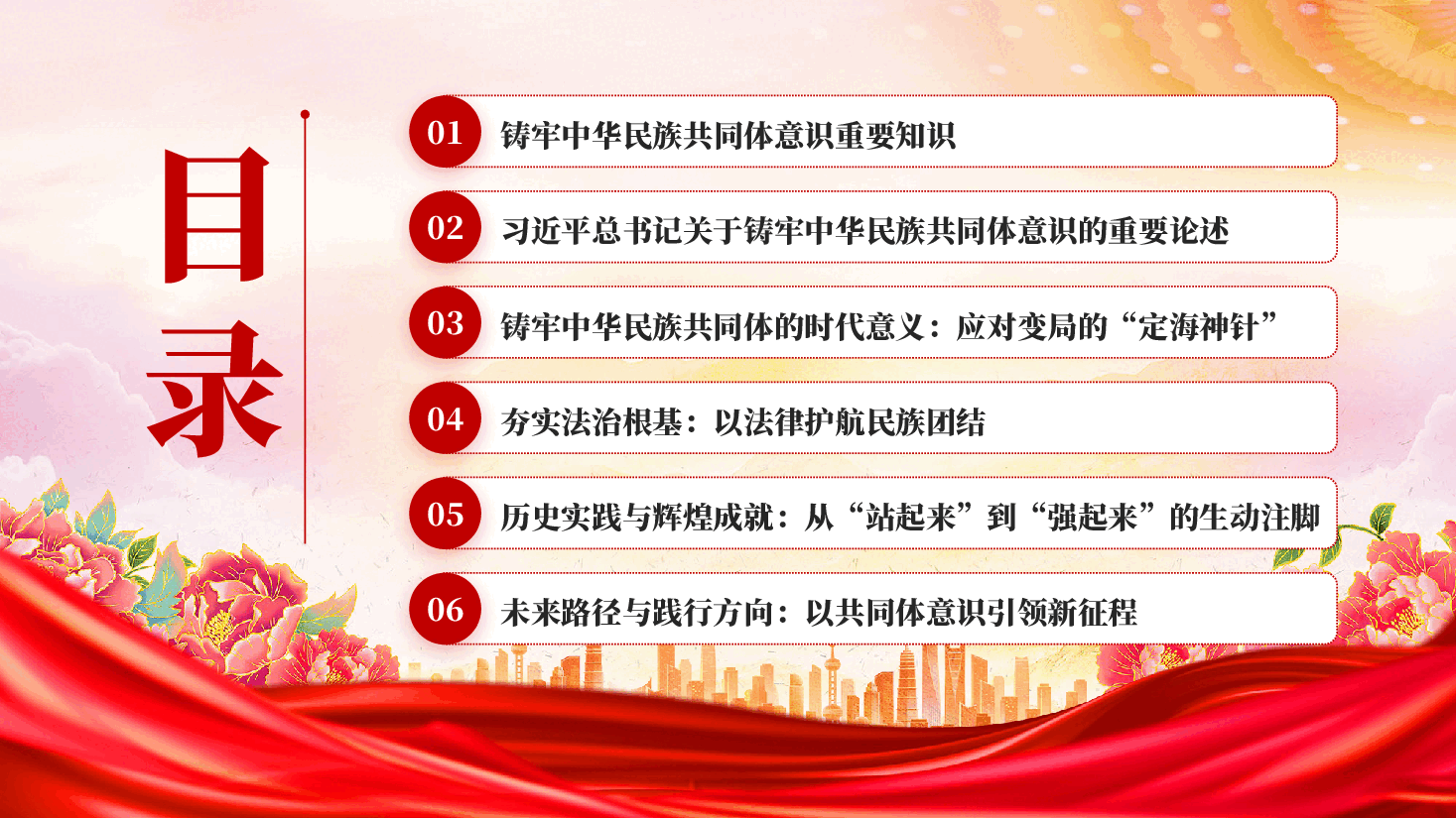 红色铸牢中华民族共同体凝聚强国建设与民族复兴的磅礴伟力民族团结党课PPT.pptx,第4页预览