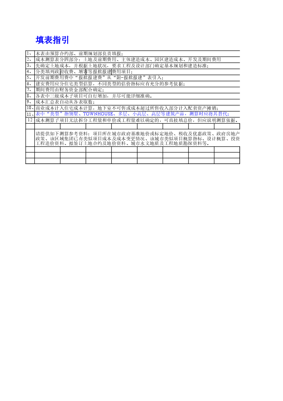 房地产新项目可行性研究测算表-成本部分全.xls,第2页预览