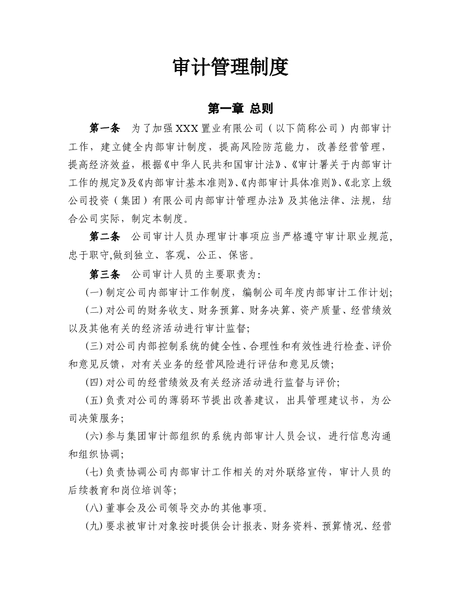 公司审计管理制度新.doc,第1页预览
