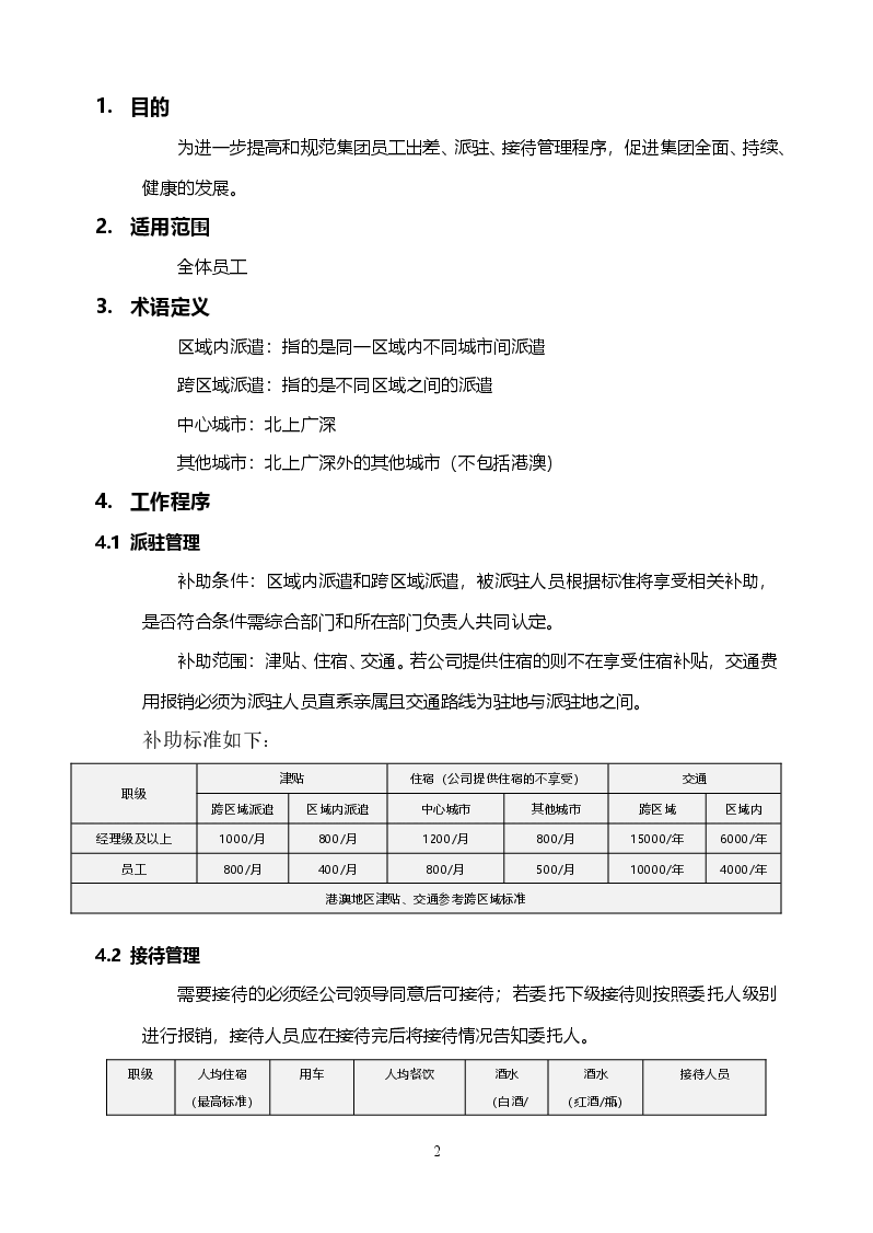 集团公司差旅费、出差补贴、来宾接待管理制度.doc,第2页预览