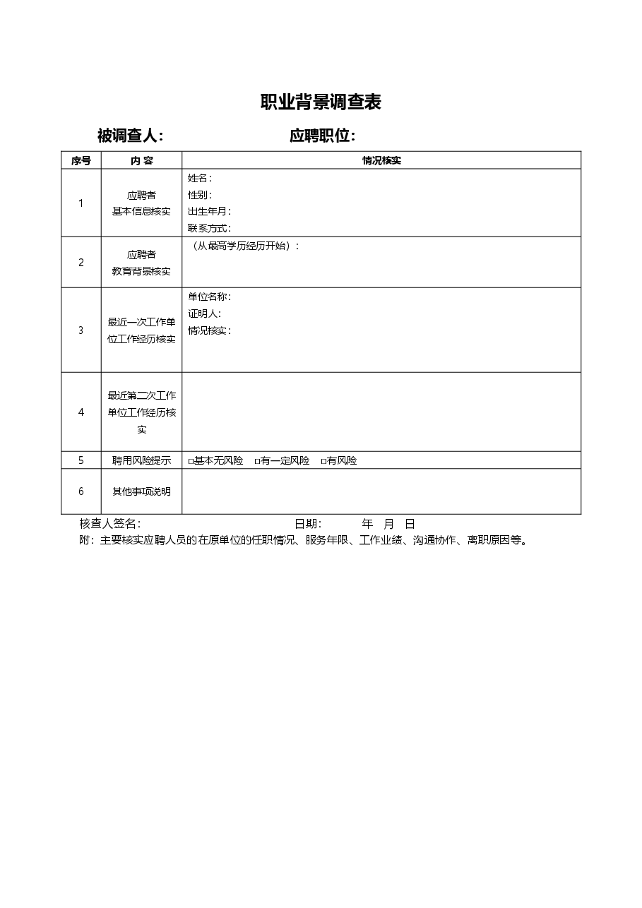 职业背景调查表.doc,第1页预览