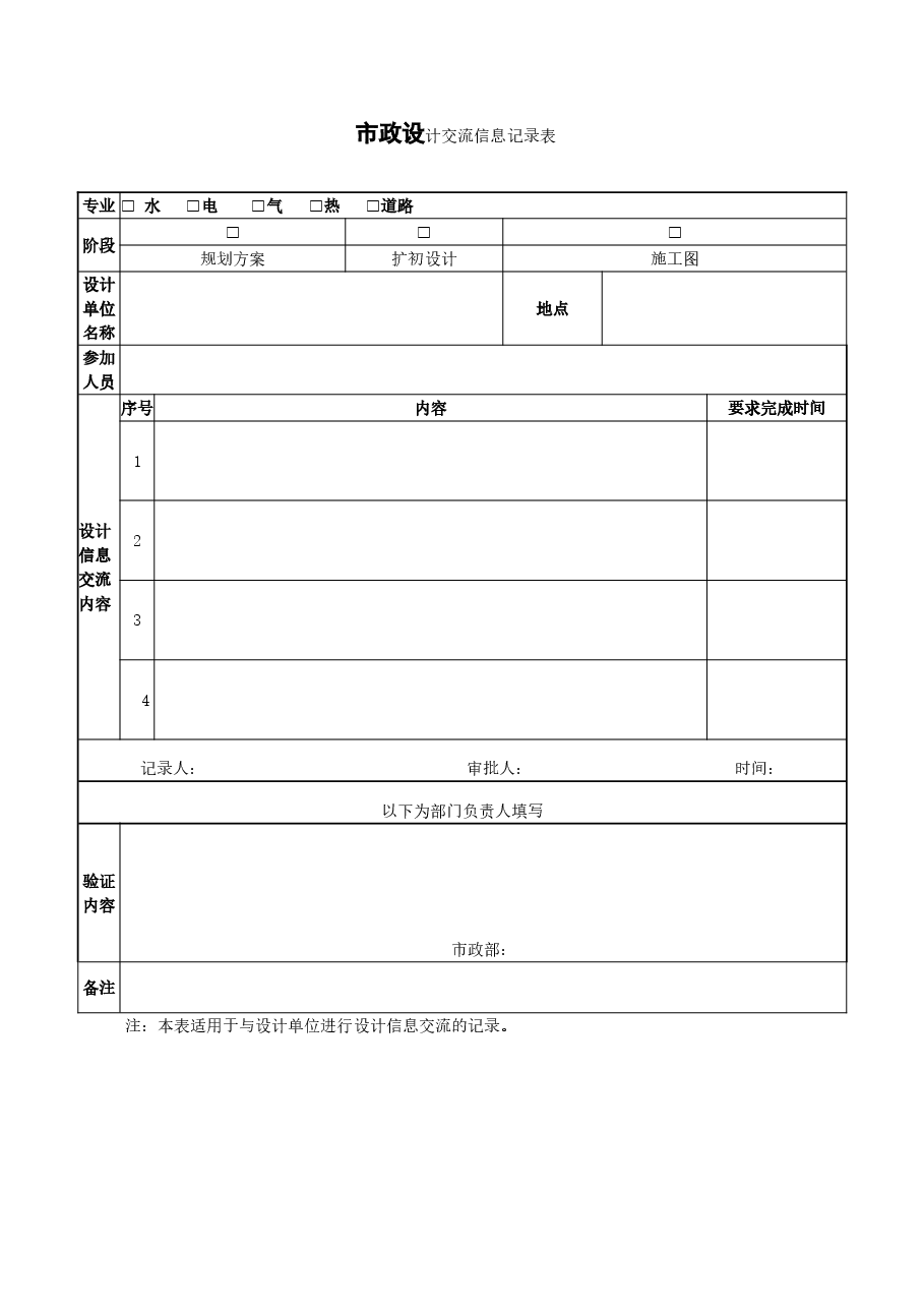 1-市政设计交流信息记录表.doc,第1页预览