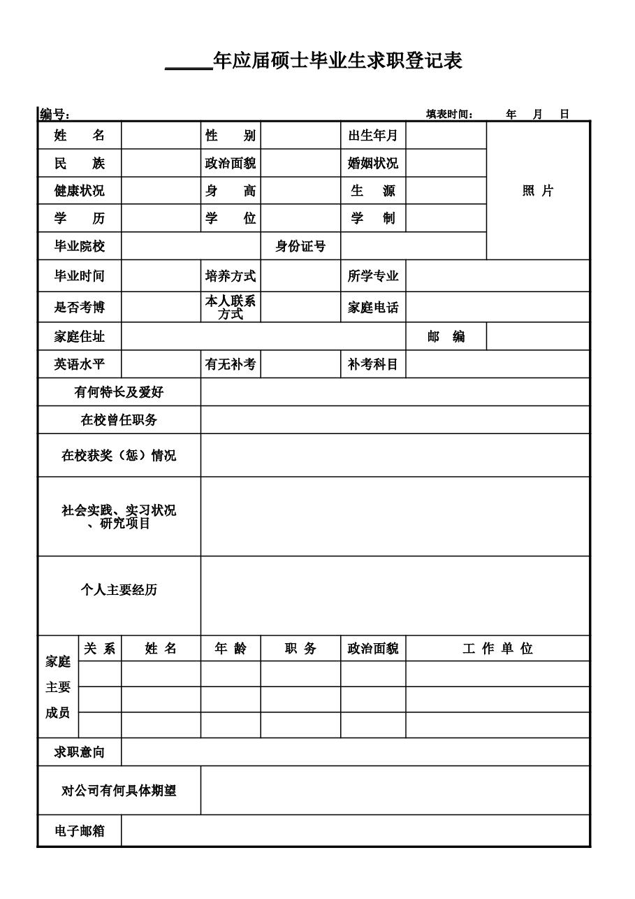 应聘人员求职登记表.xls,第2页预览