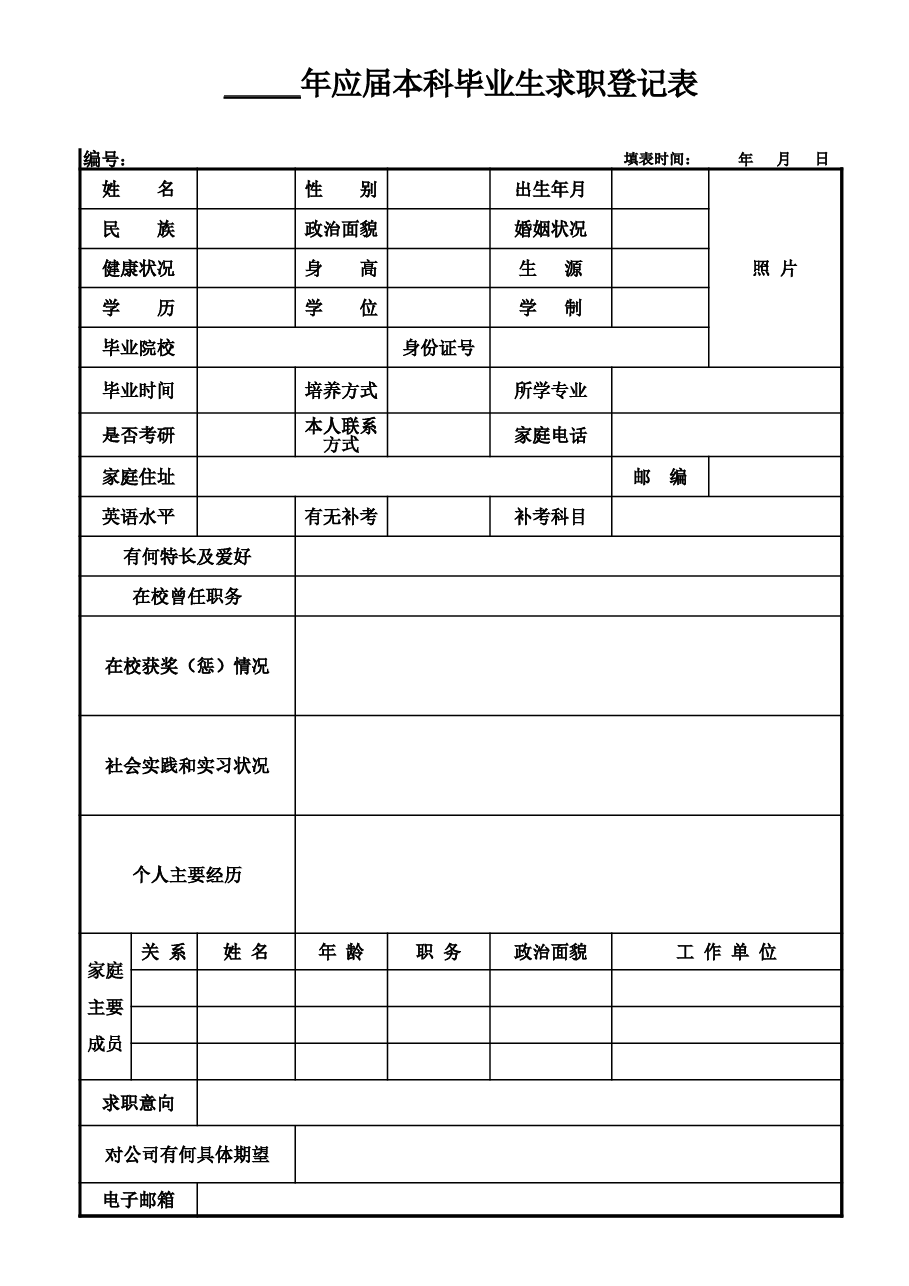 应聘人员求职登记表.xls,第1页预览