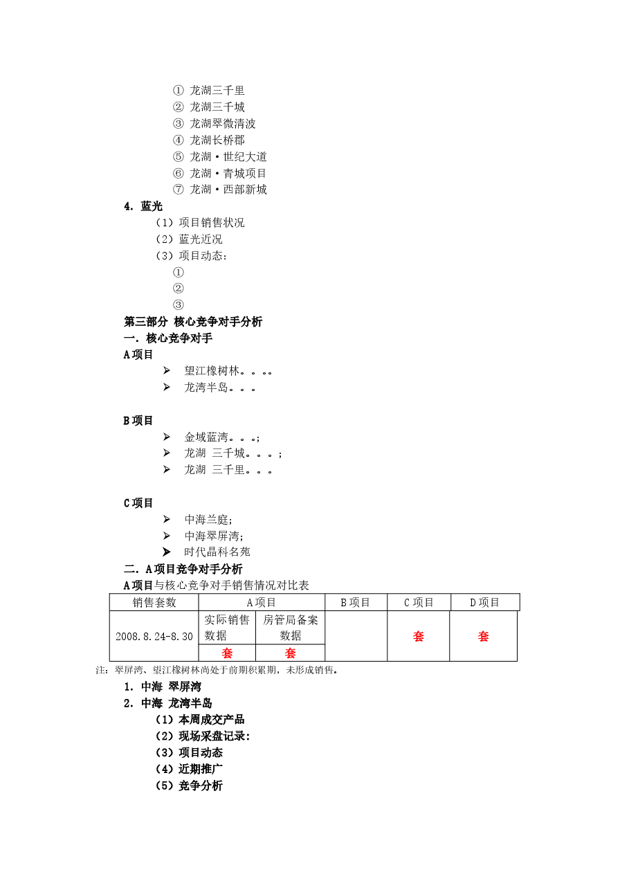 房地产公司市场研究季报（框架模板）.doc，第2页预览