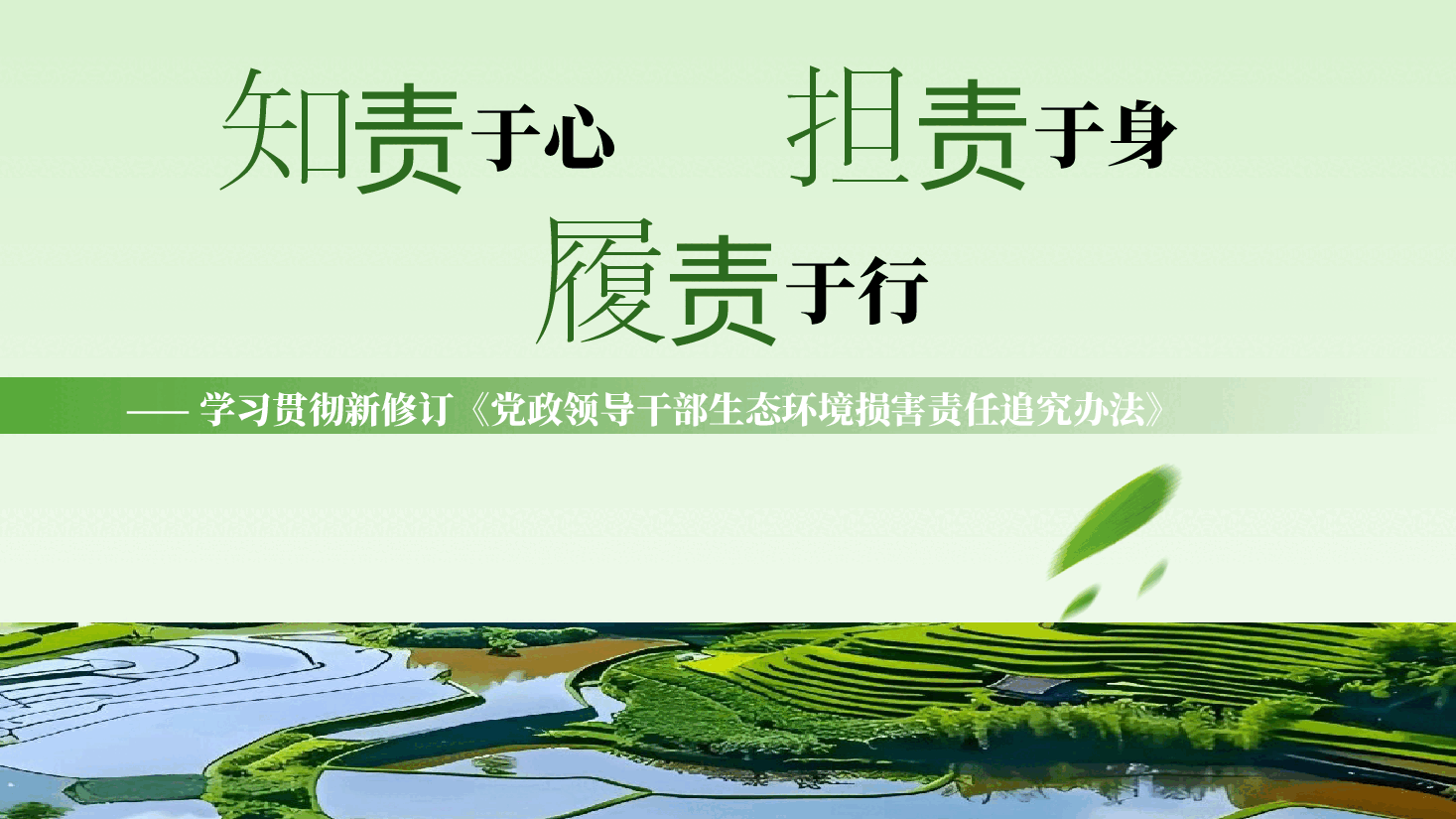 知责于心  担责于身  履责于行 ——学习贯彻新修订《党政领导干部生态环境损害责任追究办法》.pptx，第1页预览