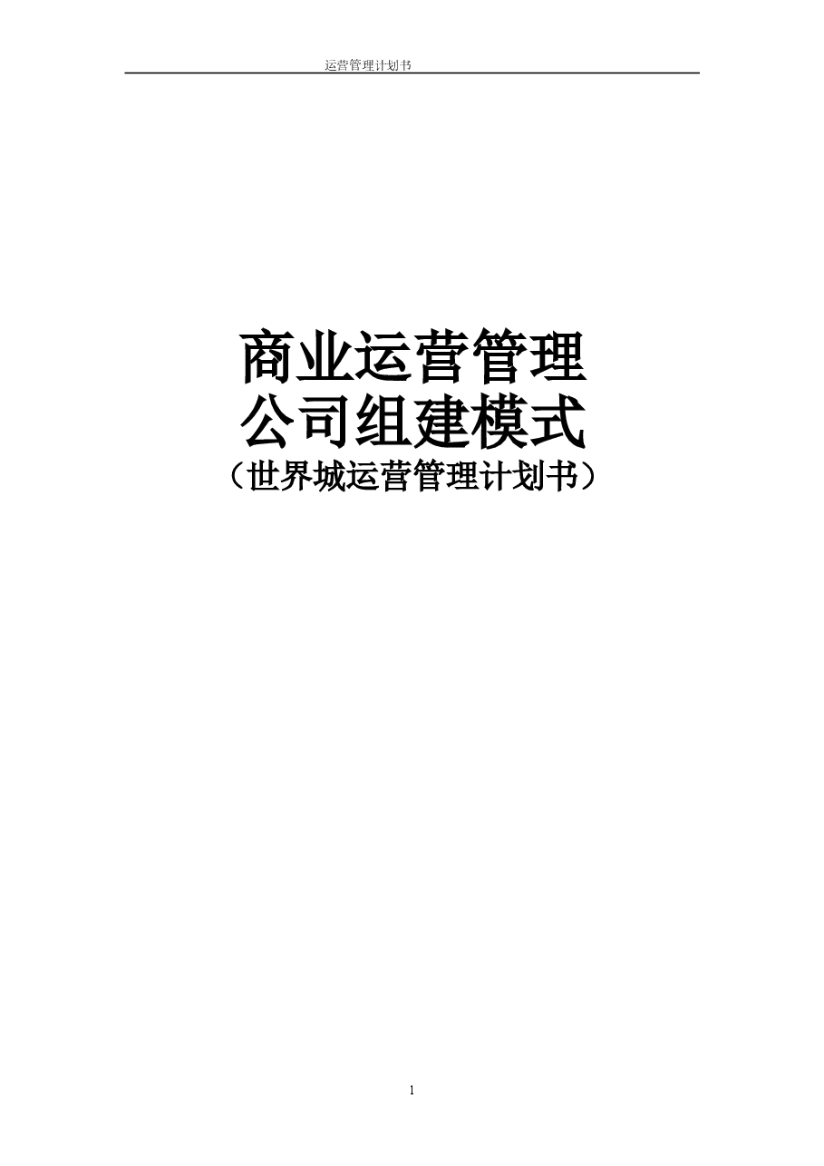 世界城商业运营管理计划书.doc,第1页预览