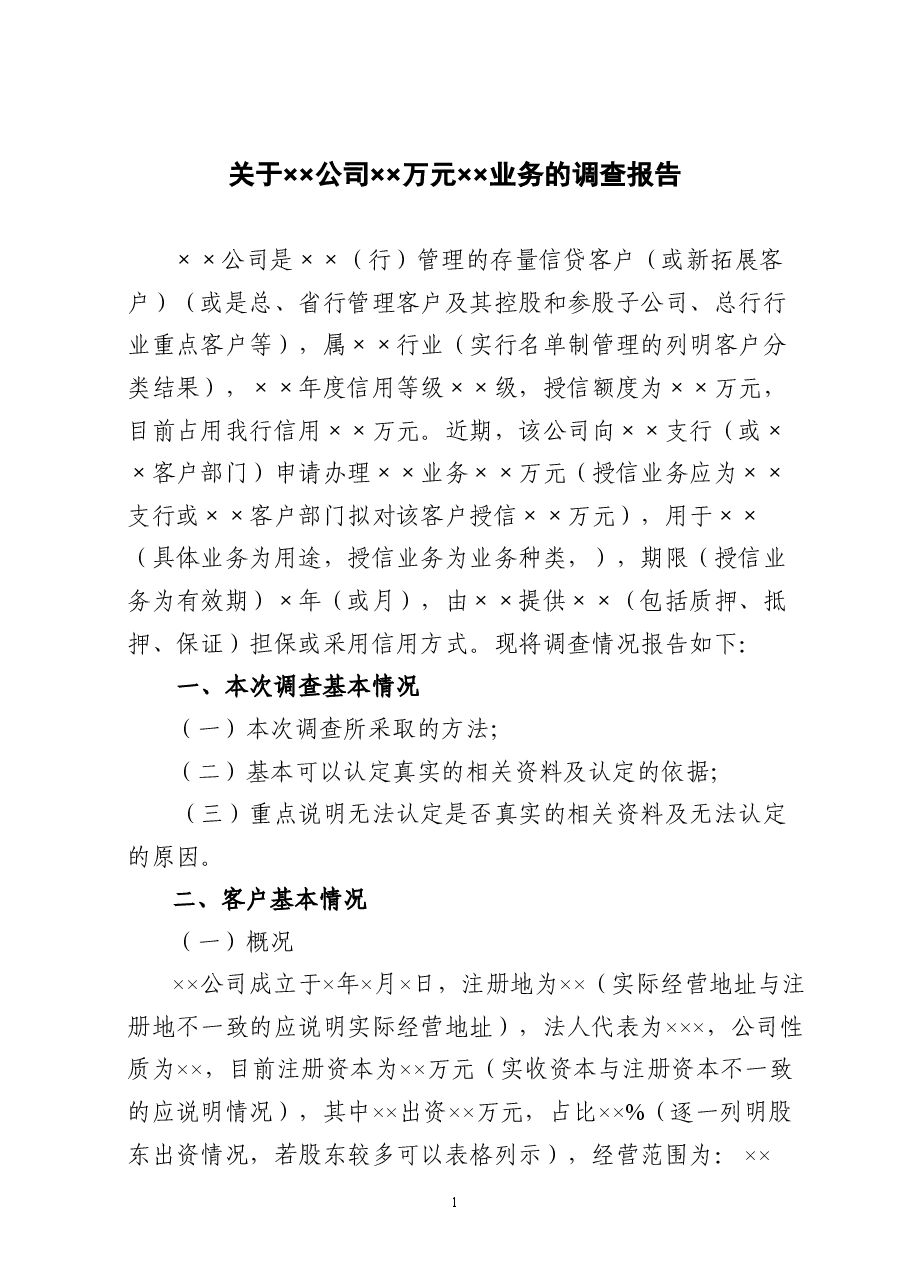 保理业务调查报告模板.doc,第1页预览