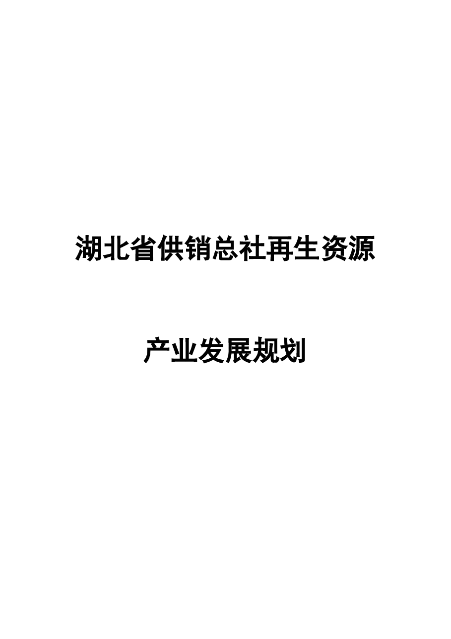 湖北供销总社再生资源产业发展规划报告.doc,第1页预览