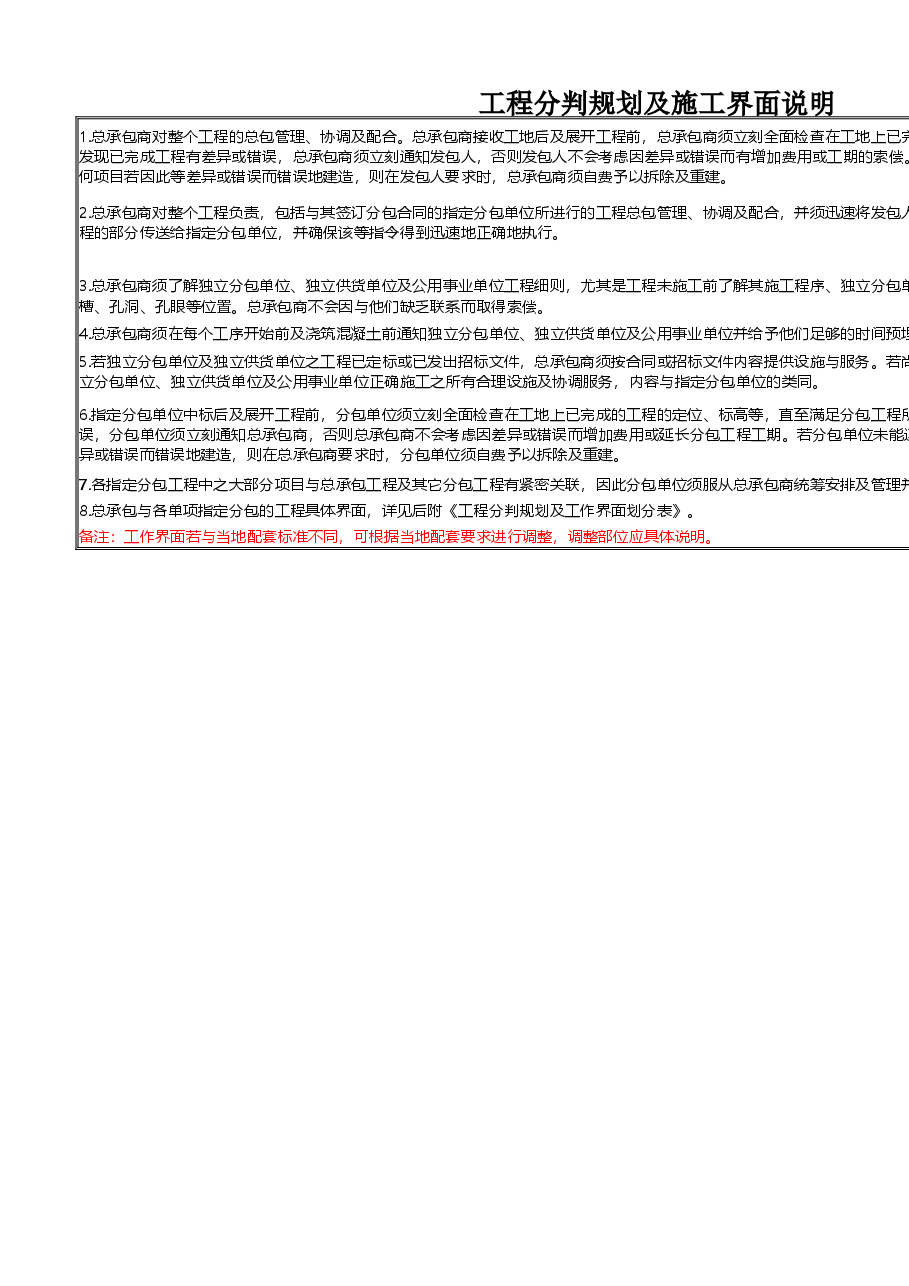 项目土建工程分判规划及工作界面划分表 (2).xlsx,第1页预览