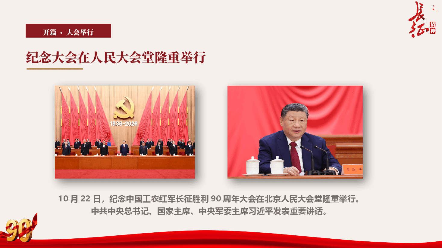 在纪念中国工农红军长征胜利90周年大会上的讲话(PPT+文字稿).pptx,第2页预览