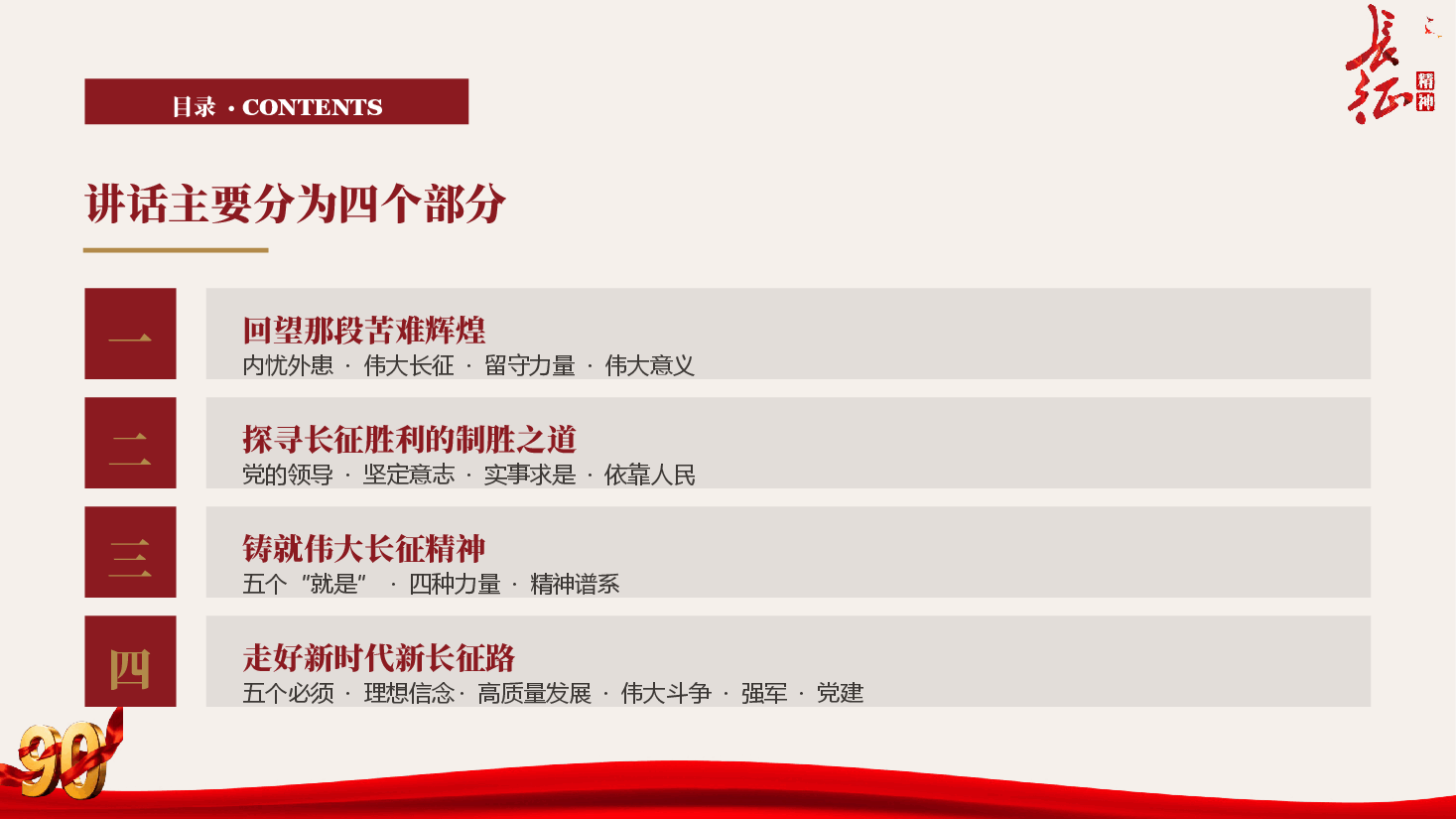 在纪念中国工农红军长征胜利90周年大会上的讲话(PPT+文字稿).pptx,第3页预览