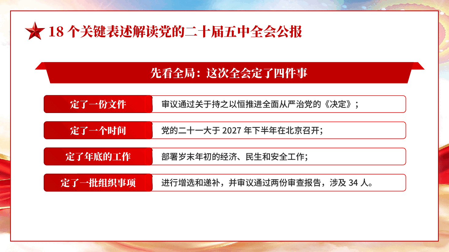 18个关键表述解读党的二十届五中全会公报PPT党课.pptx,第3页预览